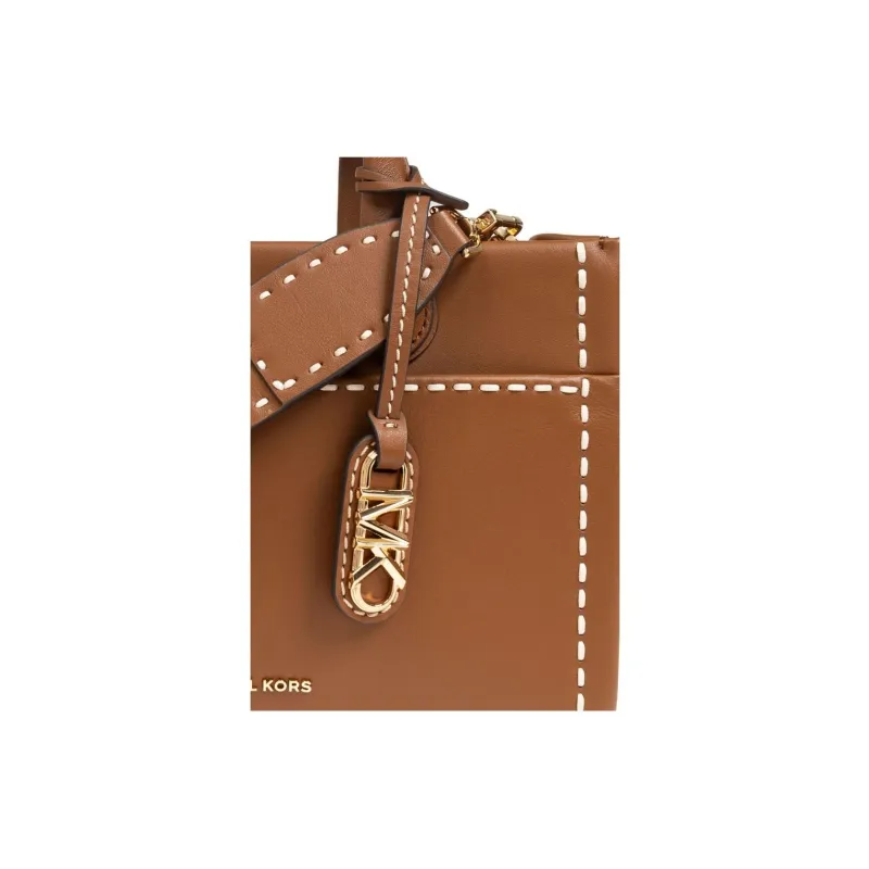 MICHAEL KORS Gigi Leather Messenger Bag, Shoulder Bag, Crossbody Bag, Handbag Trumpets Women's Leather Brown-2