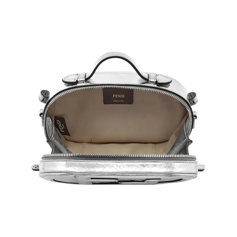 FENDI O'Lock Leather Oval Camera Bag Handbag Shoulder Bag Crossbody Bag Mini Women's Silver-3
