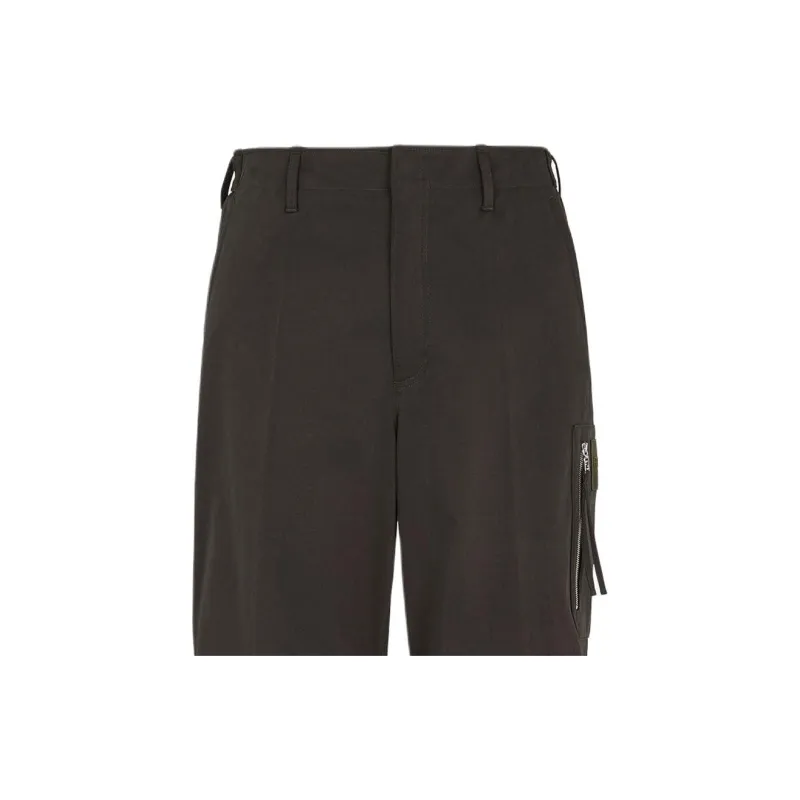 FENDI Logo Patch Straight Leg Trousers-4