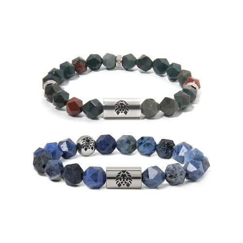 Rastaclat Blue Line Stone Small Lion Chinese Style Beaded Bracelet Unisex