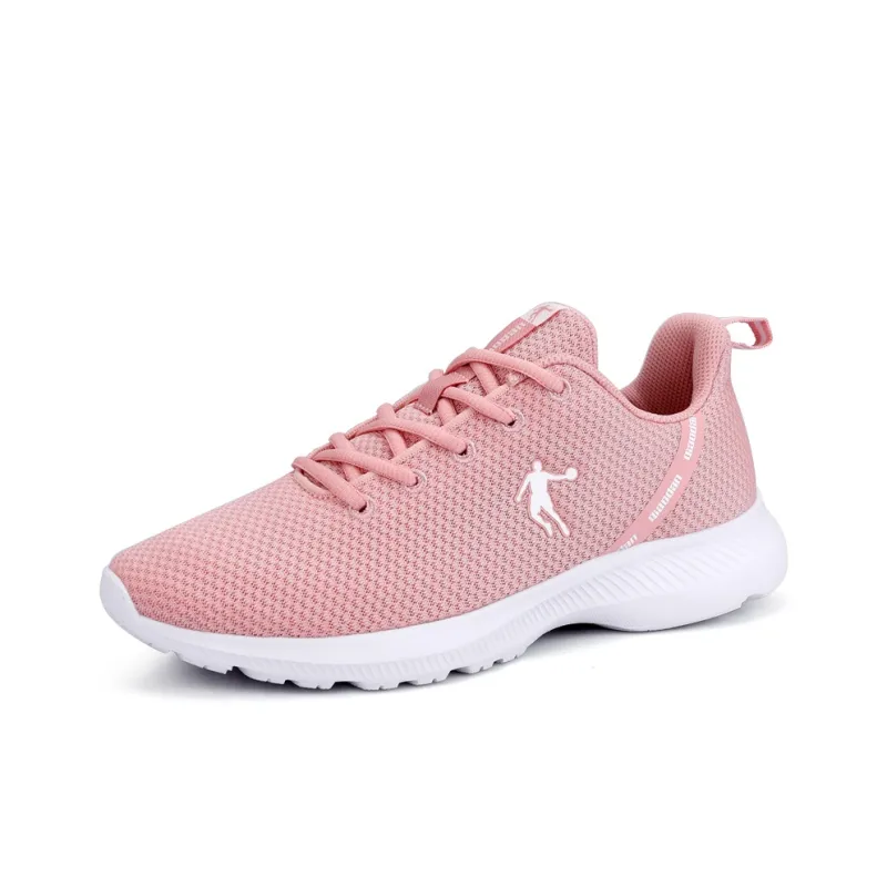QIAODAN Anti Slip Wear Resistant Low Top Casual Running Shoes Women's Pink White-1