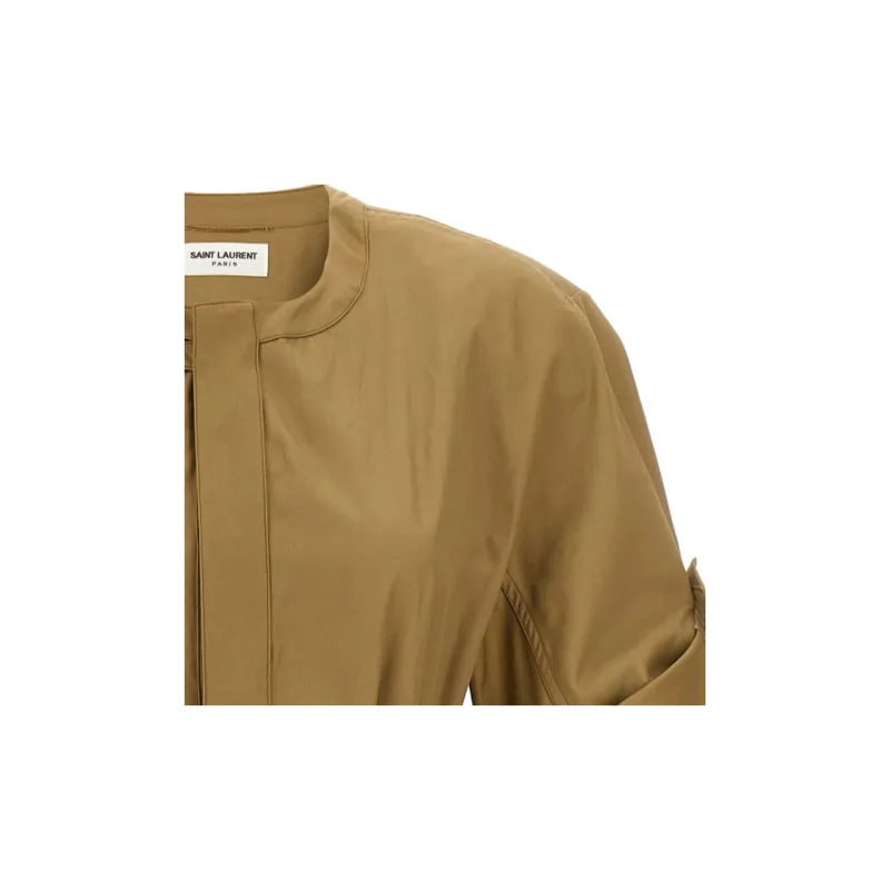 SAINT LAURENT Short Sleeved Dresses Women's Beige-6