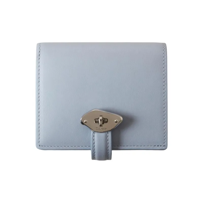 Mulberry Glossy Leather Wallet Women's Poplin Blue-1