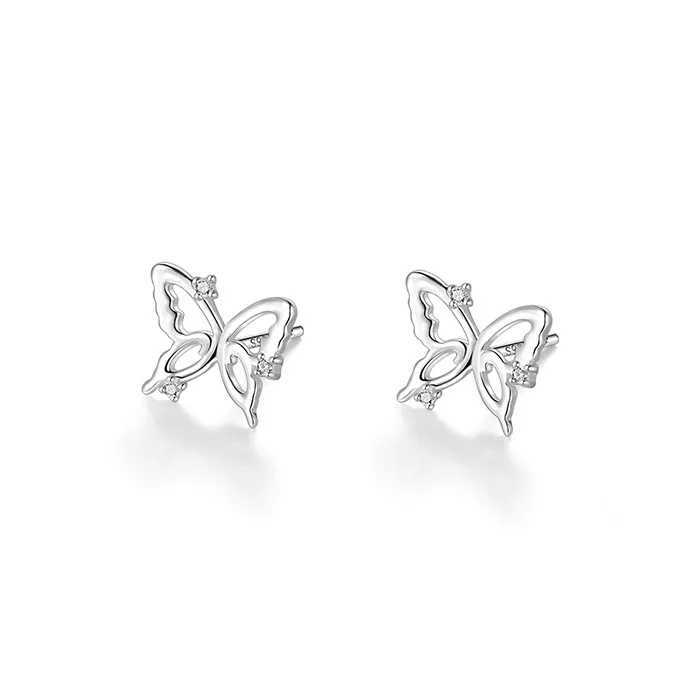 Silver 925 Sterling Silver Stud Earrings Women's-0