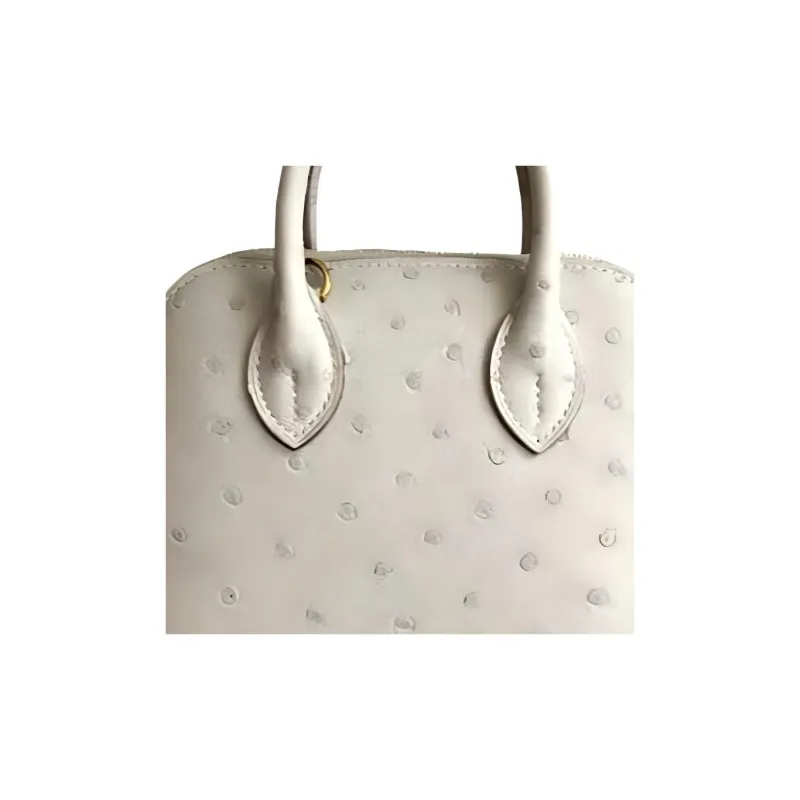HERMES Bolide Ostrich Leather Bowling Bag, Handbag Regular Women's Pearl Gray-1