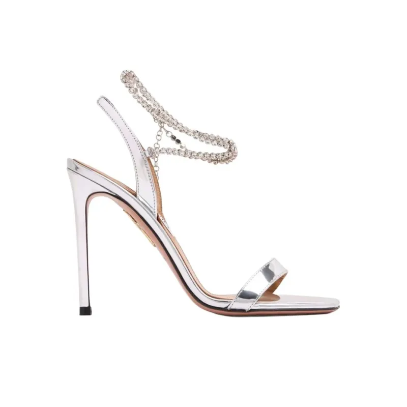 AQUAZZURA Careless Whisper Strap Sandals 10.5cm Women's Silver-1