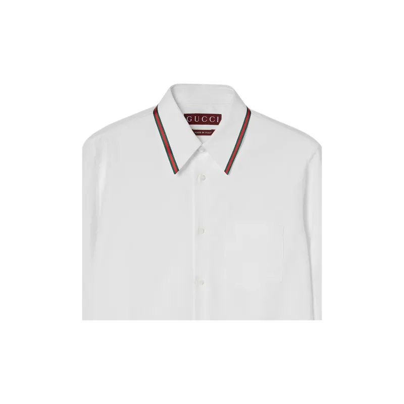 GUCCI Web Stripe Trim Oxford Shirt-1