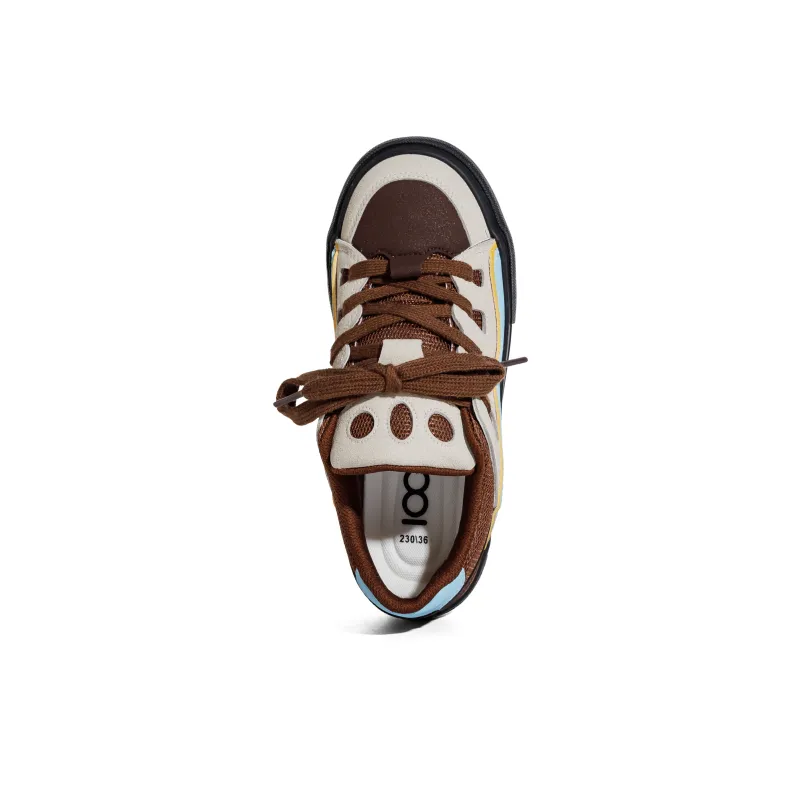 B10CROWN Anti Slip And Wear Resistant Breathable Low Top Skateboard Shoes Women's Sea Salt Milk Coffee-4