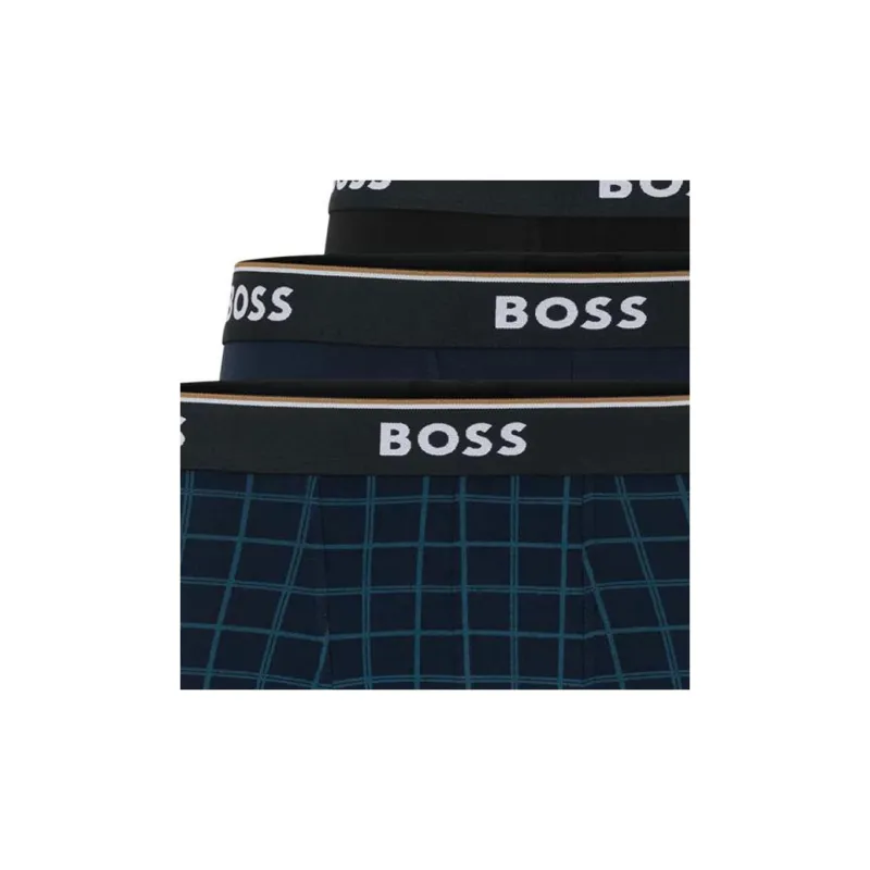 HUGO BOSS Triple Pack Of Stretch Cotton Trunks With Logo Waistbands Underpants Men's 3 Pack-4