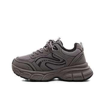 HUANQIU Anti Slip And Wear Resistant Breathable Low Top Chunky Sneakers Women's Taupe