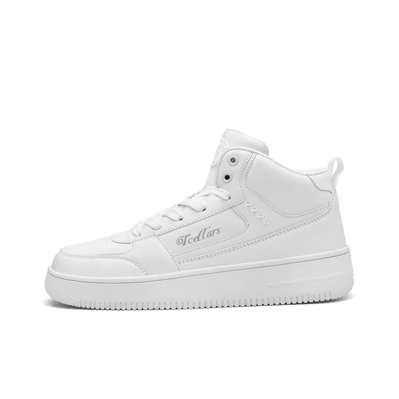 TCELLARS Coverage Cushioning Wear-Resistant Lightweight Height Increasing Mid-Top Skateboard Shoes Unisex Vintage White-1