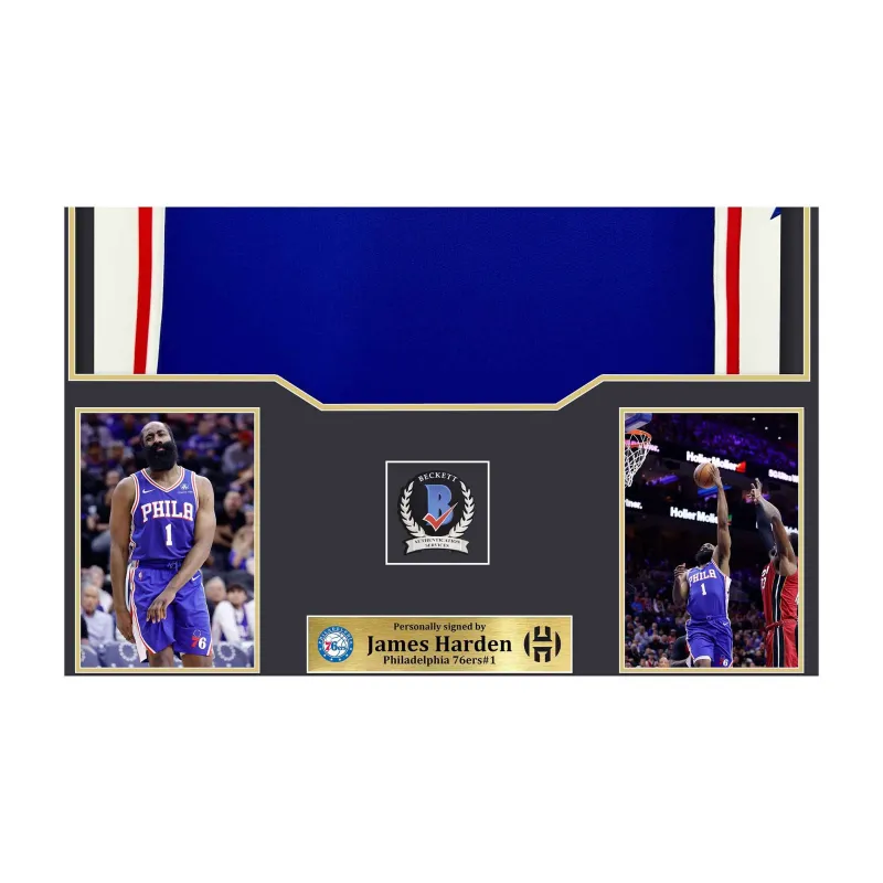 Huayitaojin Basketball Fan Supplies Home Decoration Treasured Collection BAS Certified Framed 110x78cm Blue-3