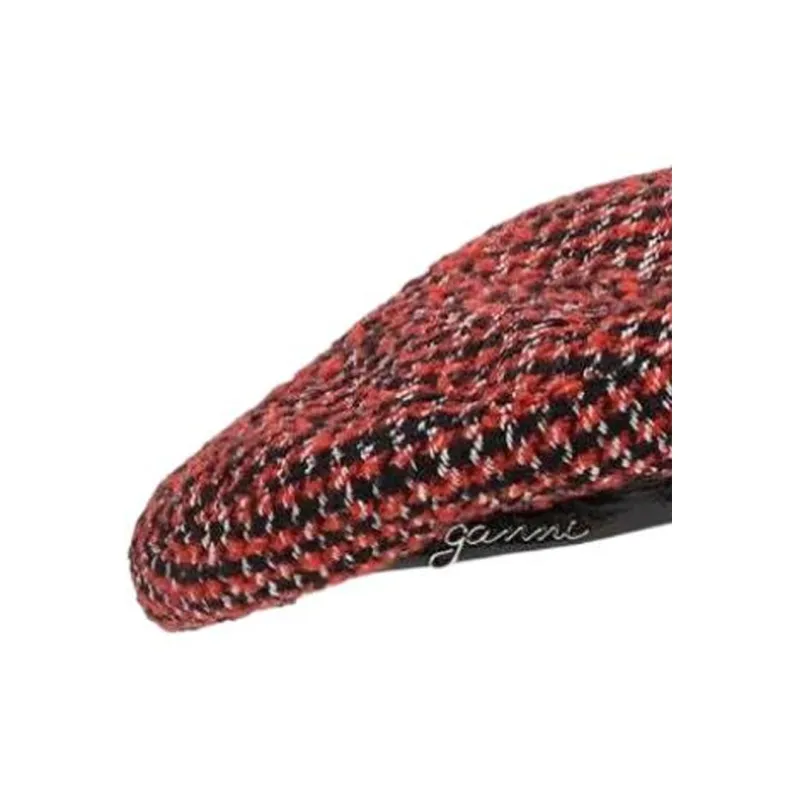 GANNI Woven Check Beret-2