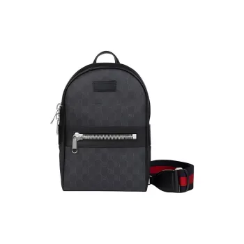 GUCCI Canvas With Leather Handbag, Shoulder Bag, Crossbody Bag Men's Black