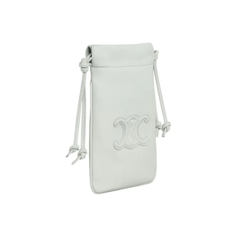 CELINE Triomphe Smooth Sheepskin Shoulder Bag, Crossbody Bag, Cell Phone Pouch Women's Jade Green-2