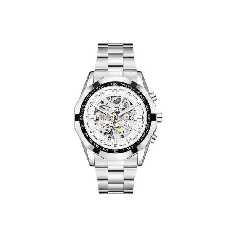 MELSMAO Refined Gentleman Mechanical Movement Alloy Strap Watch Men's Watches White Dial-1