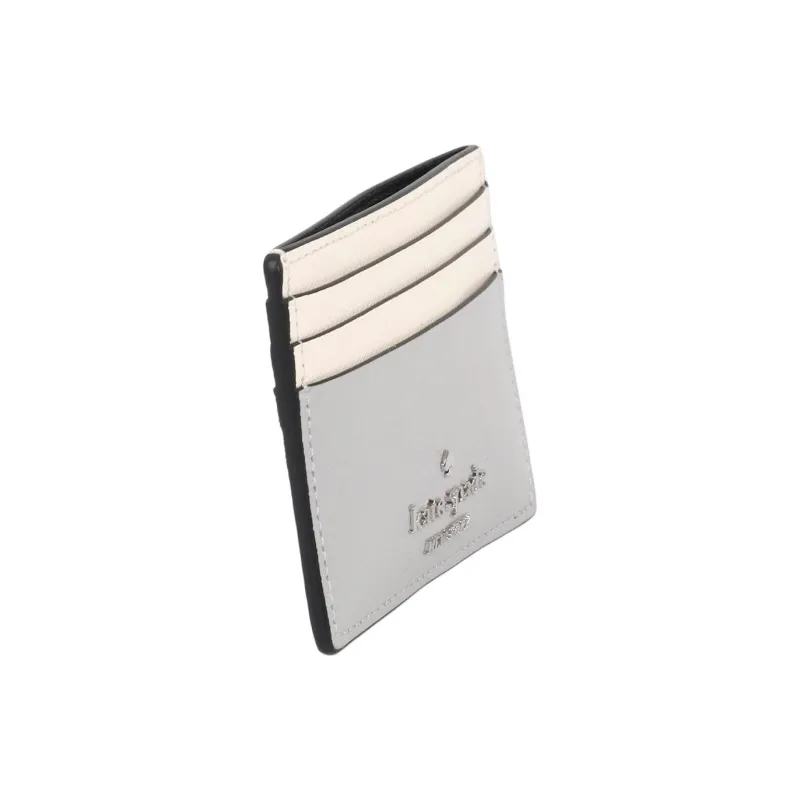 Kate Spade Saffiano Leather Card Holder Small Size Women's Platinum & Gray-2