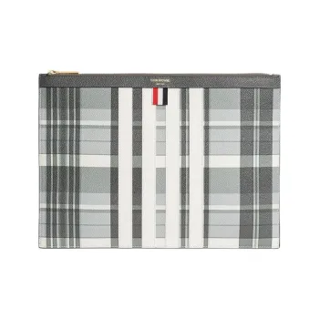 THOM BROWNE Checkered Zipped Clutch Bag