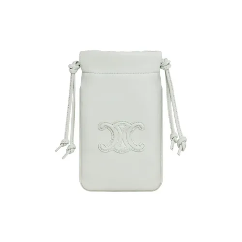 CELINE Triomphe Smooth Sheep Leather Shoulder Bag Crossbody Bag Cell Phone Pouch Women's Jade Green