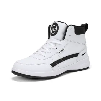 Kuding Skateboard Shoes Men Mid Top White/Black/Blue