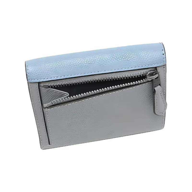 COACH Wyn Cross Grain Leather Envelope Wallet Women's Haze Blue & Gray Multicolor-2