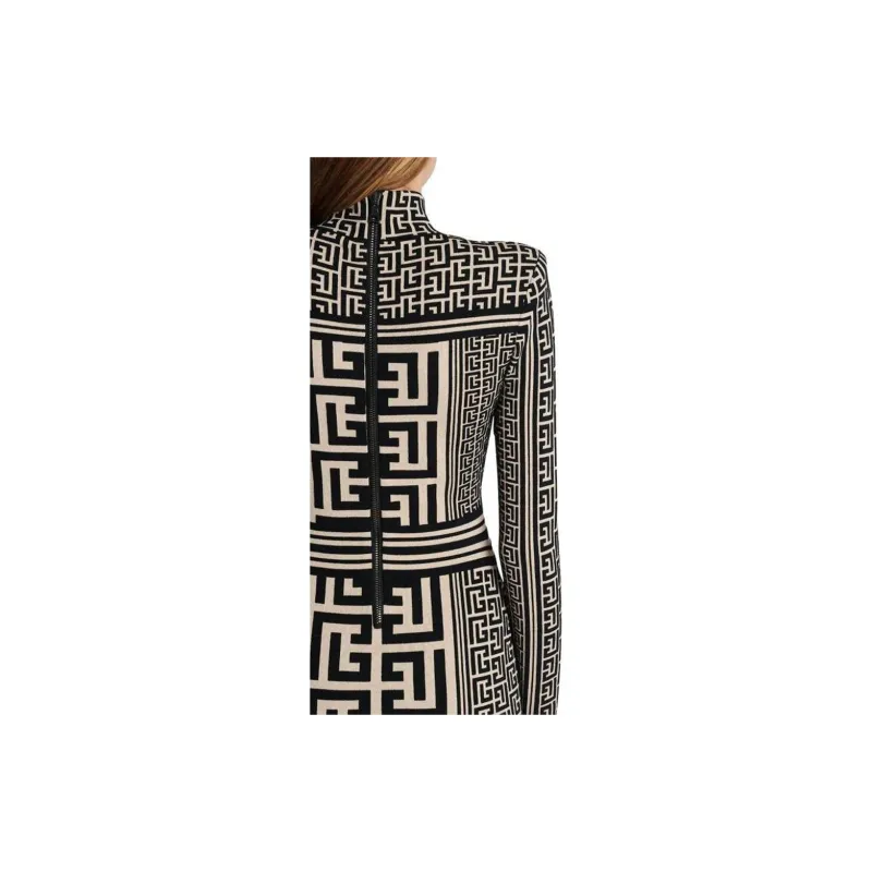 BALMAIN Monogram Knitted Mini Dress-2