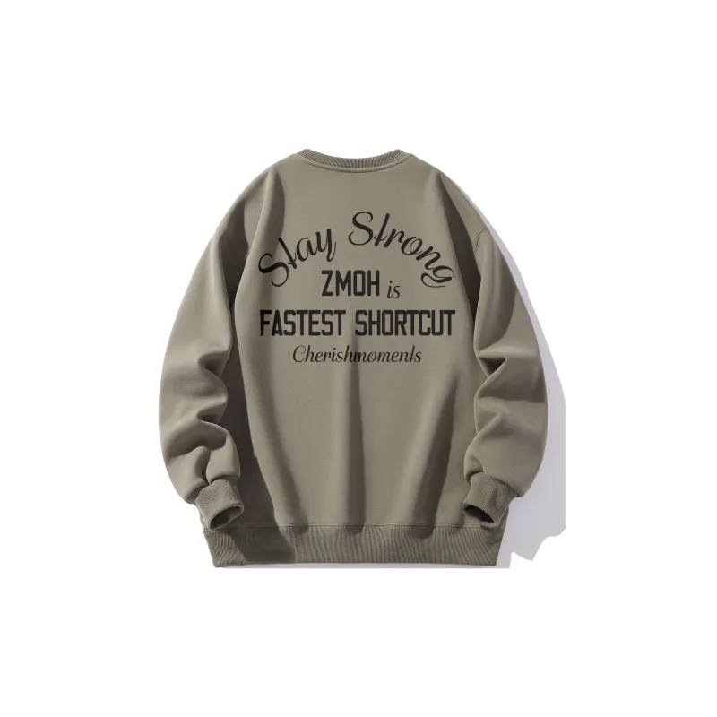 ZMOH Fleece Lined Crew Neck Sweatshirt Unisex Couple's-12
