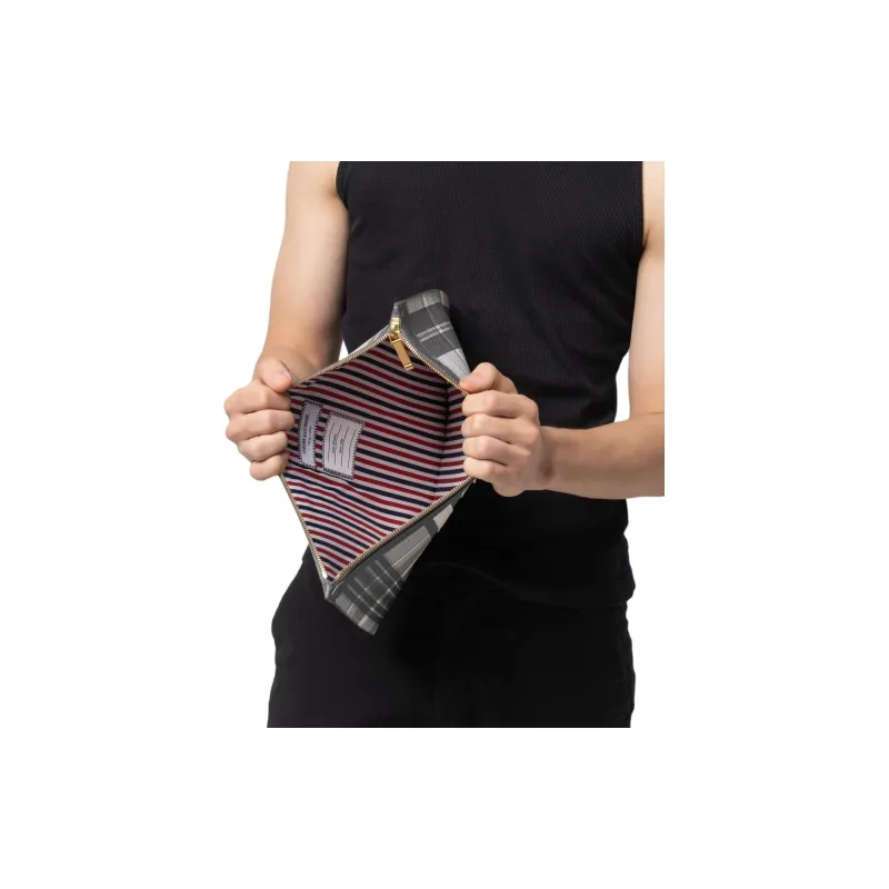 THOM BROWNE Checkered Zipped Clutch Bag-6