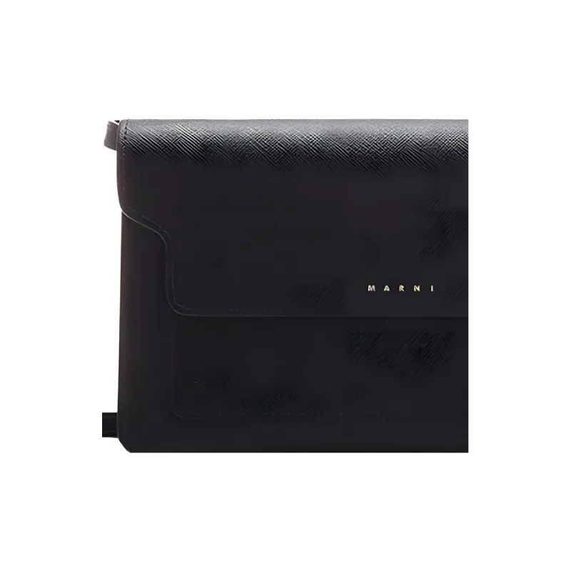 MARNI Saffiano Calfskin Shoulder Bag Makeup Bag Women's Black-5