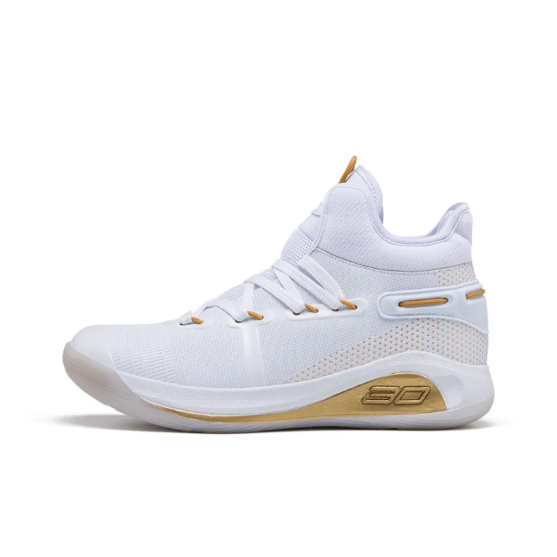 DD&OO Wear-Resistant Breathable Height Increasing High-Top Basketball Shoes Unisex White Gold-0