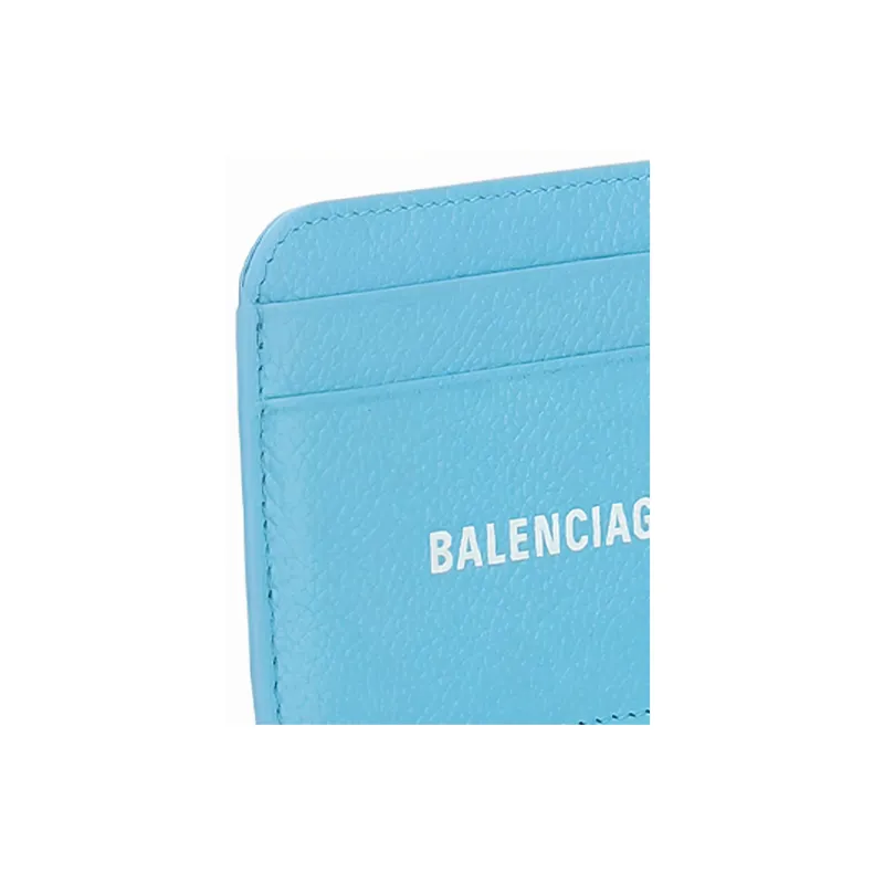 Balenciaga Cow Leather Card Holder Wallet Women's Blue-4