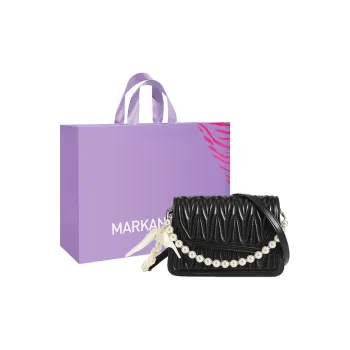 MARKANGARO PU Small Square Bag Portable Crossbody Bag Shoulder Bag Women's White Black/Pink