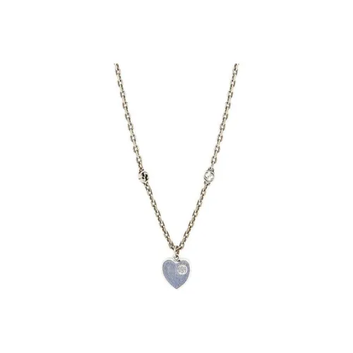 GUCCI Silver Enamel Enamel Necklaces Women's Silver