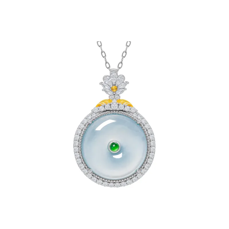 YUANYUXIANG Ice Type Blue Water Jadeite Necklace Women's-0
