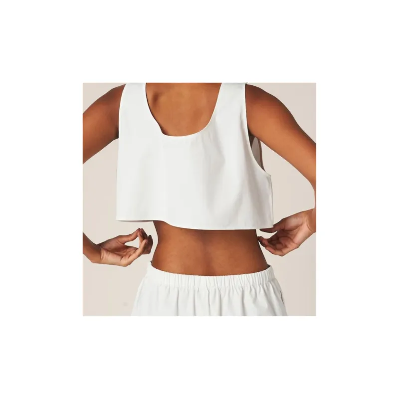 MIU MIU Logo embroidered Cotton Crop Top-2