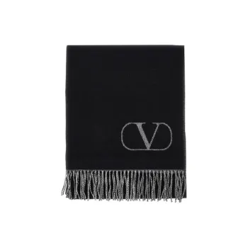 Valentino Cashmere Knit Scarves Unisex Black