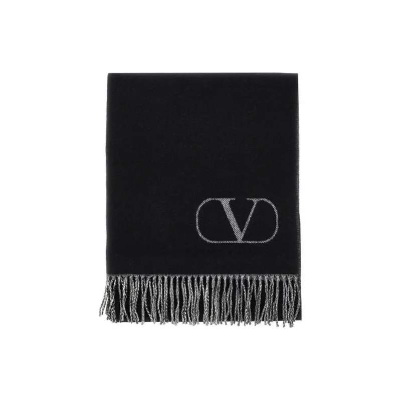 Valentino Cashmere Knit Scarves Unisex Black-0