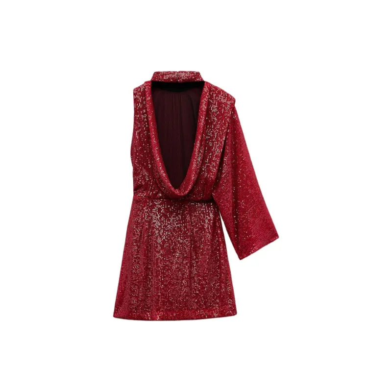 ZARA Long-Sleeved Dresses Women's Red-1