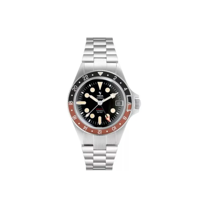 YEMA Wrist Watch Automatic Mechanical Movement Stainless Steel Strap 39mm Black Dial Men's Watches-0