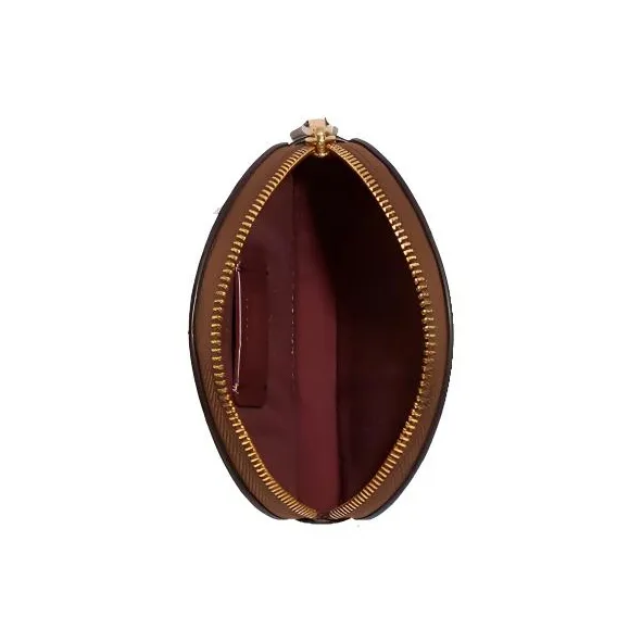 COACH Boxed Canvas With Leather Coin Purse Small Size Women's Brown-4