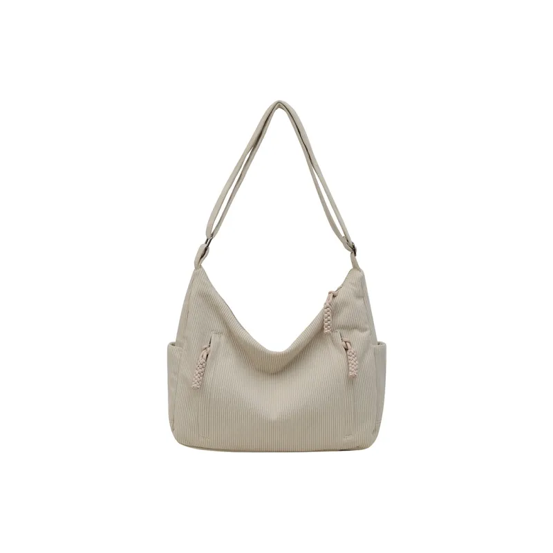 GOX Corduroy Shoulder Bag Regular Women's White/Black/Green/Khaki/Pink-0