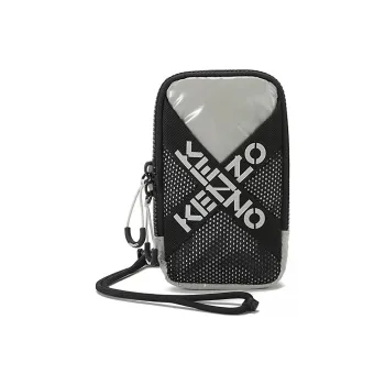 KENZO Letter Logo Nylon Cell Phone Pouch Crossbody Bag Shoulder Bag Unisex Gray