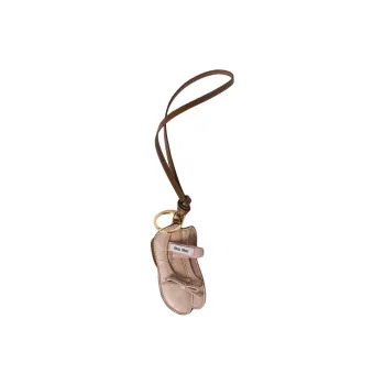 MIU MIU Leather Keychain Charm Bag Accessory Women's Water Lily Color