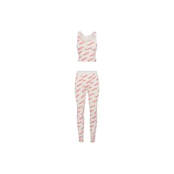 SKIMS FW24 Fake Day Collection COTTON RIB TANK And LEGGING SET Pajama Set Women's Candy Cane Print/Cane Sugar Print