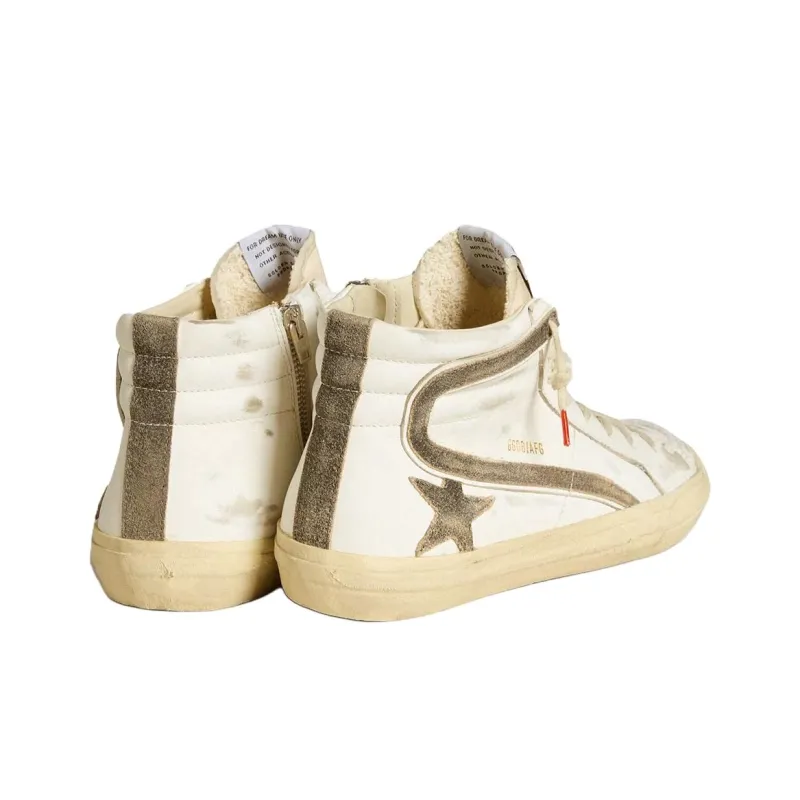 Golden Goose Slide Lab High-Top Skateboard Shoes Men's Beige-3