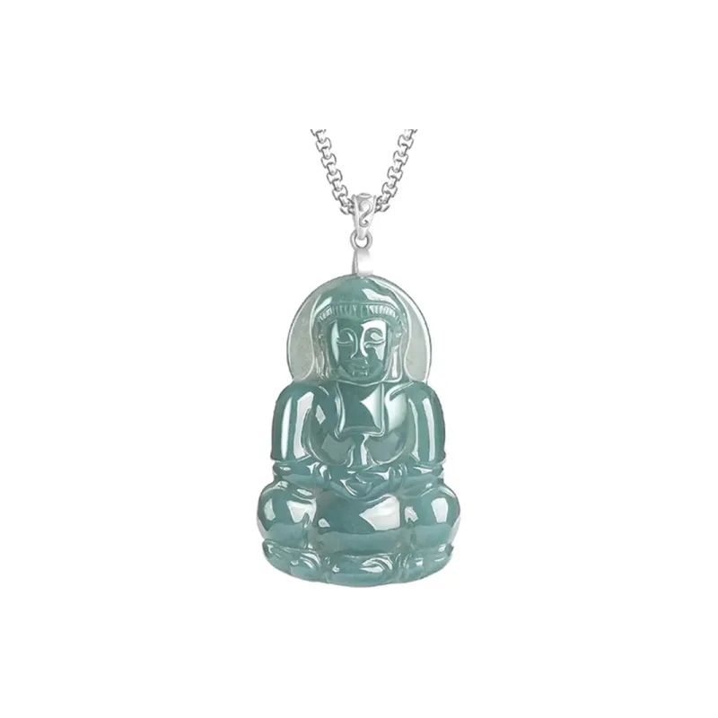 Long Fu Glutinous Jade Jadeite Necklace Trendy And Versatile Gift For Festivals Unisex-0