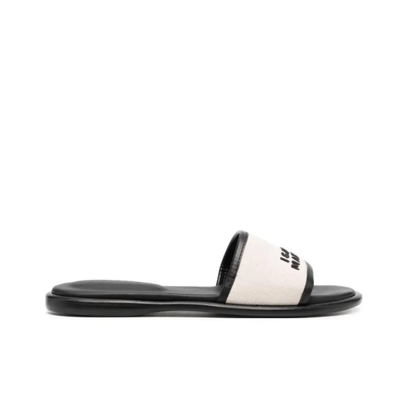 ISABEL MARANT Logo-embroidery Leather Slides-1