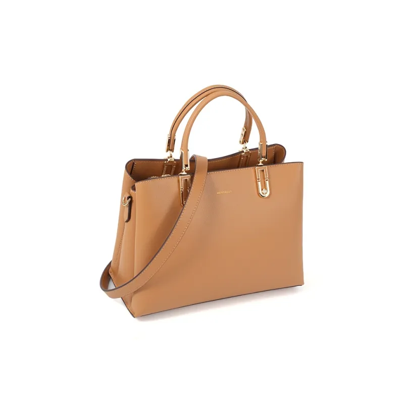 Montagut Cow Leather Shoulder Bag, Crossbody Bag, Handbag Regular Women's Apricot-2