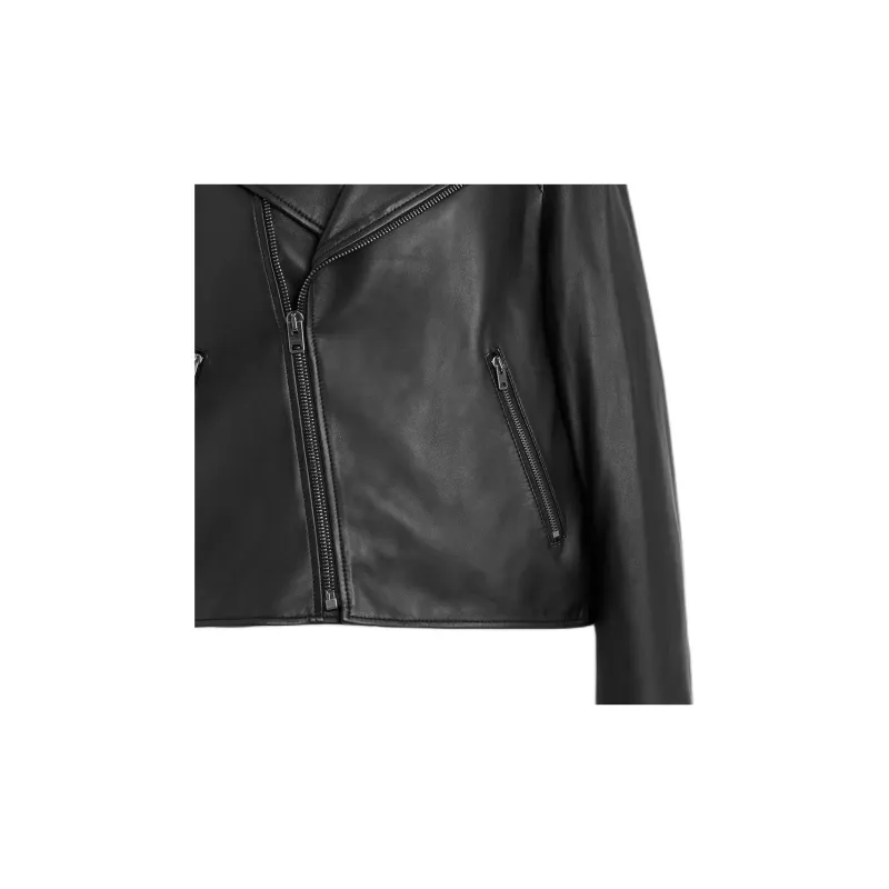 COACH Leather Jacket Women's Black-5