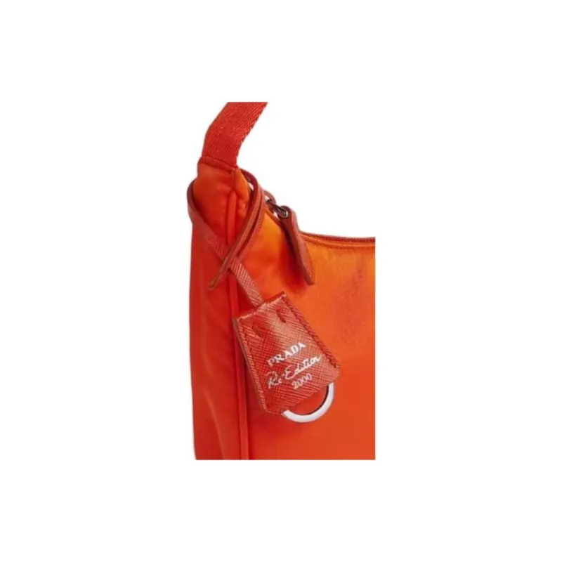 PRADA Re-Edition Recycled Nylon One Shoulder Handbags Mini Women's Orange-4